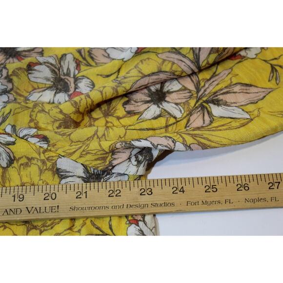 Unique Spectrum Yellow Floral Flare S/S Top Women's 2X Tassels Lace Hem Pullover - Picture 12 of 14